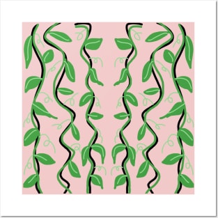 Green Leaves With Twirls Posters and Art